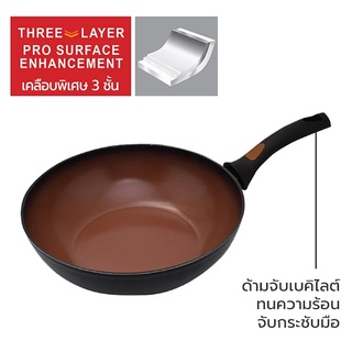 เบสิโค กระทะอะลูมิเนียมเคลือบเซรามิก รุ่น THE POMEGRANATE COOKWARE SERIES ขนาด 24 ซม. สี BRICK-RED