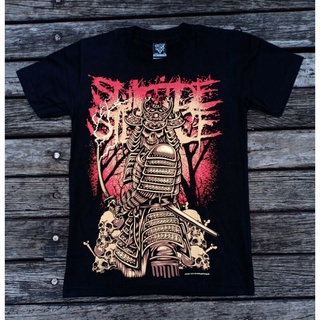 เสื้อยืดโอเวอร์ไซส์เสื้อยืดผ้าฝ้าย 14R205 ลาย NTS SUICIDE SILENCE DEATHCORE HEAVY METAL ROCK BAND SAMURAI EDITIONS-4XL