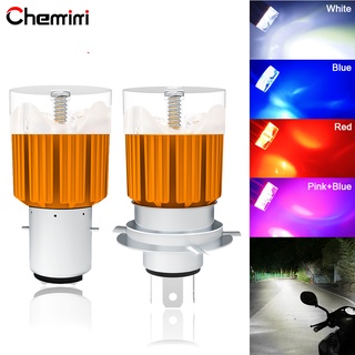 [สี่สี] หลอดไฟหน้ารถจักรยานยนต์ LED H4 H6 BA20D 6000K Hi/Lo Beam พร้อมโหมดกระพริบ 1 ชิ้น