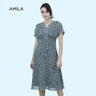 AMILA Dress AM-D960 ชิฟฟอนปริ้นท์ แขนสั้น IGPU22-1