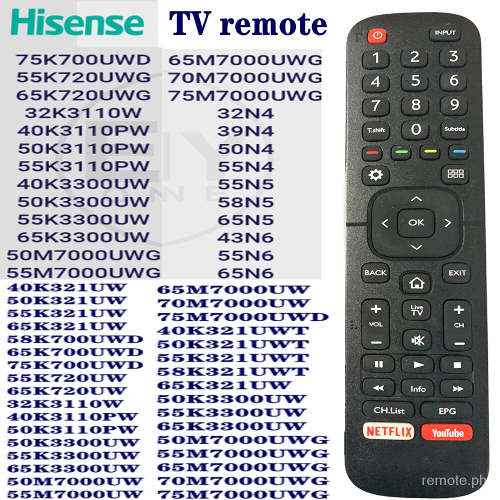 ทีวีรีโมทคอนโทรล Hisense สากลใหม่ เข้ากันได้กับรีโมทคอนโทรล Hisense 100%