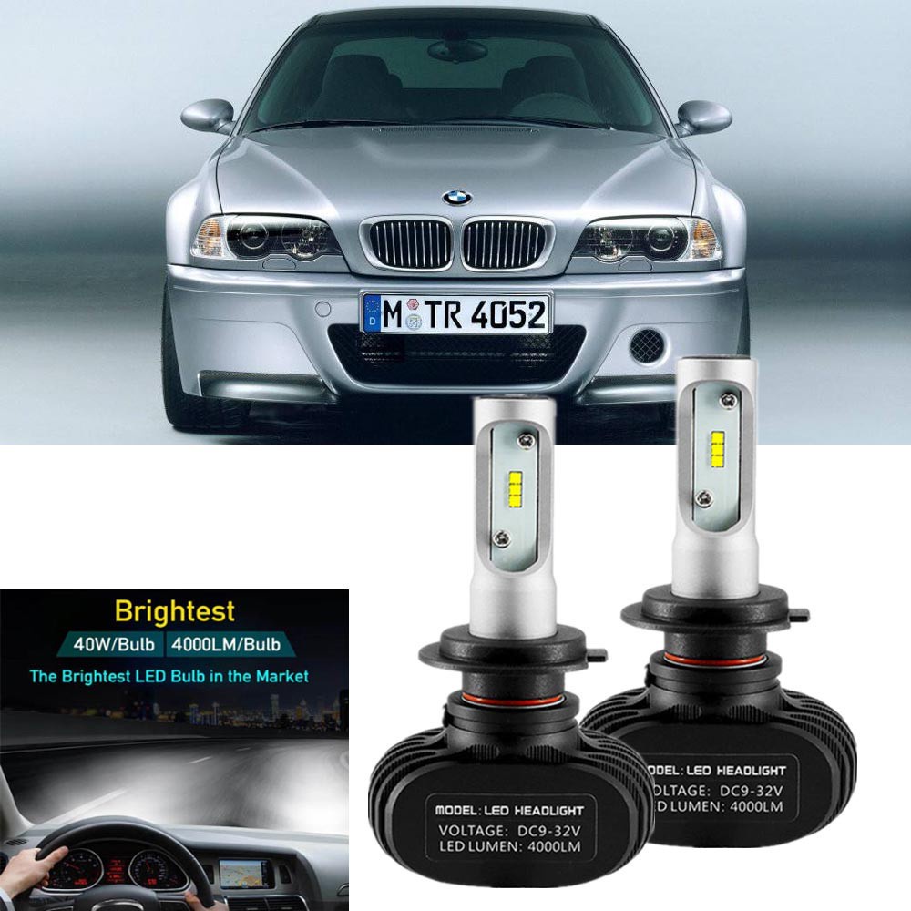 สําหรับ BMW 3-Series (E46) ปี 1998 - 2005 หลอดไฟคู่ H7 LED ไฟหน้า 80W 8000LM 6000K สีขาว
