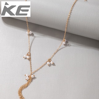 Simple OL jewelry Pearl tassel necklace Beaded irregular collarbone chain for girls for women