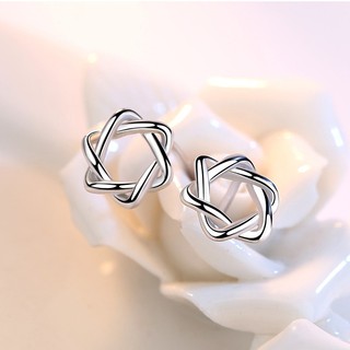 Silver เงิน 925 Earrings ต่างหู Women ผู้หญิง Hollow LineKorea Girl แต่งตัว WE5R