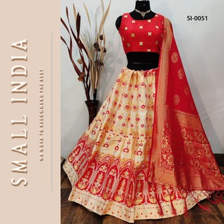 {**ส่งฟรี**} SMALL INDIA 💖✨ Brocade Silk 💖✨ Lehenga Choli Set