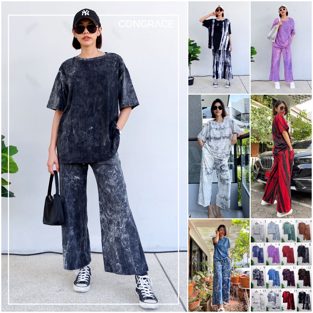 [set-ขายาว] ชุดเซ็ตผ้าฝอก COTTON100% (2ชิ้น) ลุคเกาหลี ผ้านิ่มใส่สบาย ชุดเที่ยวทะเล ชุดเสื้อกางเกง