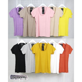 เสื้อ คอวี แขนสั้น ผ้าเรย่อน