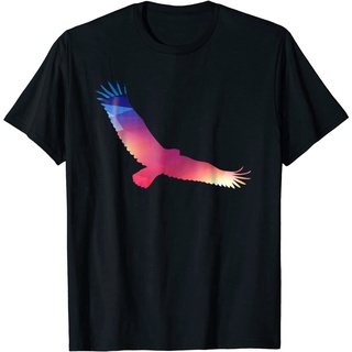 เสื้อยืดวินเทจ100%cotton เสื้อยืดผู้ชายแฟชั่น Magical Flying Eagle Trippy Silhouette T-Shirt men เสื้อ ยืด ผู้ชาย คอกลม