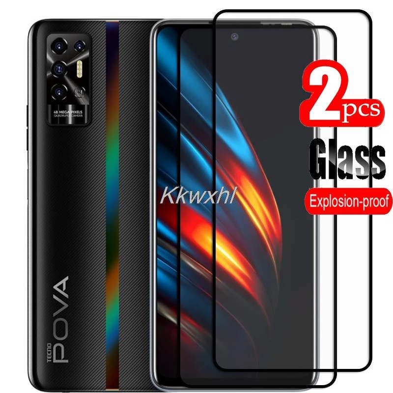 กระจกนิรภัย Tecno Pova 2/LE7/Tecno Pova/LD7/G80/Spark 6 GO 2020 2021 กระจกนิรภัยป้องกันหน้าจอ