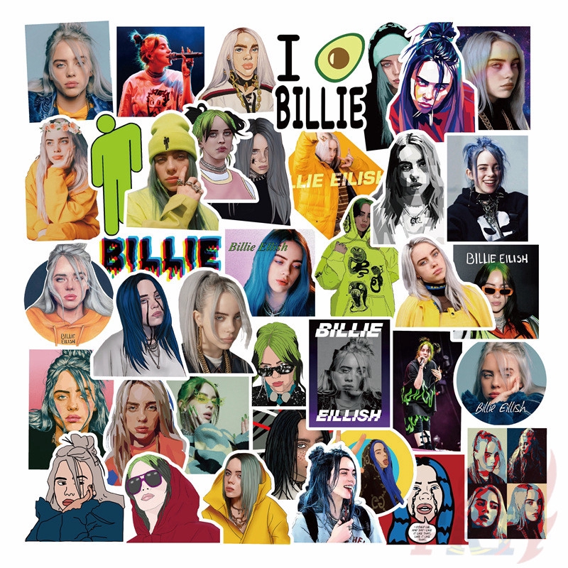 Billie Eilish Series 06 - Pop Singer Superstar สติ๊กเกอร์ 50Pcs/Set DIY Fashion Mixed Doodle Decals สติ๊กเกอร์