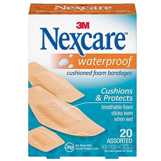 พลาสเตอร์กันน้ำแบบโฟม 3M Nexcare Waterproof Cushioned Foam &amp; 3M Nexcare Waterproof Cushioned