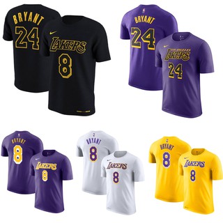 Nike เสื้อยืดบาสเก็ตบอล พิมพ์ลาย Gametime LA Los Angeles Lakers No. 24 Kobe bryant ใหม่ล่าสุด