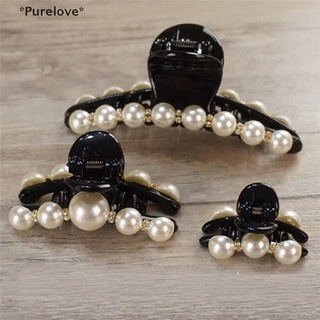 Purelove กิ๊บติดผม ประดับมุก สีดํา สไตล์เกาหลี แฟชั่นสําหรับผู้หญิง