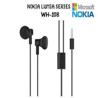 Nokia Earphones Wh-108 หูฟังสเตอริโอหูฟัง แบบใช้สายพร้อมไมโครโฟน แจ็ค 3.5มม.