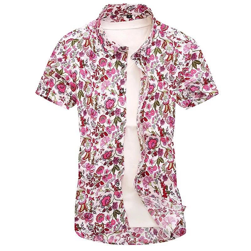 เสื้อเชิ้ตแขนสั้นลายดอกไม้ผู้ชายเสื้อแฟชั่นเสื้อสบาย ๆ thumbnail 7