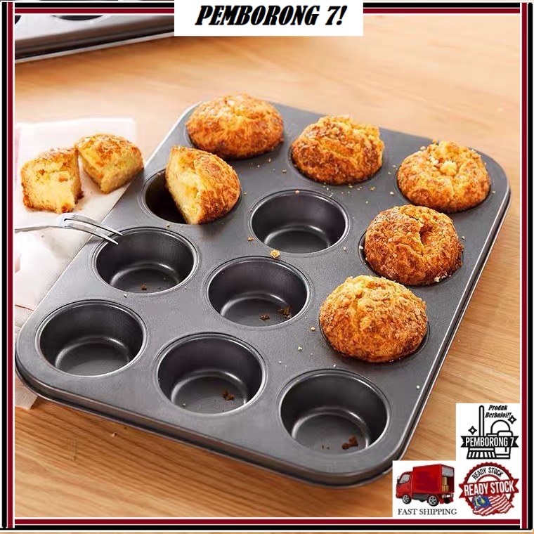 Non-Stick Round Muffin Cupcake Mold Tin Baking Tin ถาดอบเค้กนุ่มนุ่มนุ่ม 烤蛋模盘
