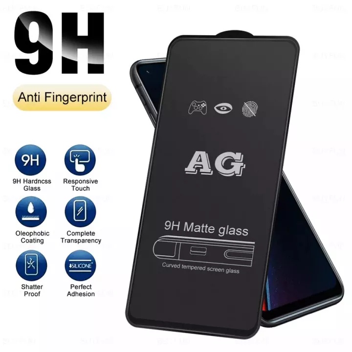 ฟิล์มกระจก ฟิล์มด้าน เต็มจอ กาวเต็ม ขอบดำ แบบด้าน 9H OPPO A17 A77 A96 Reno7 7Z Reno6 8Z A95 A16K A54