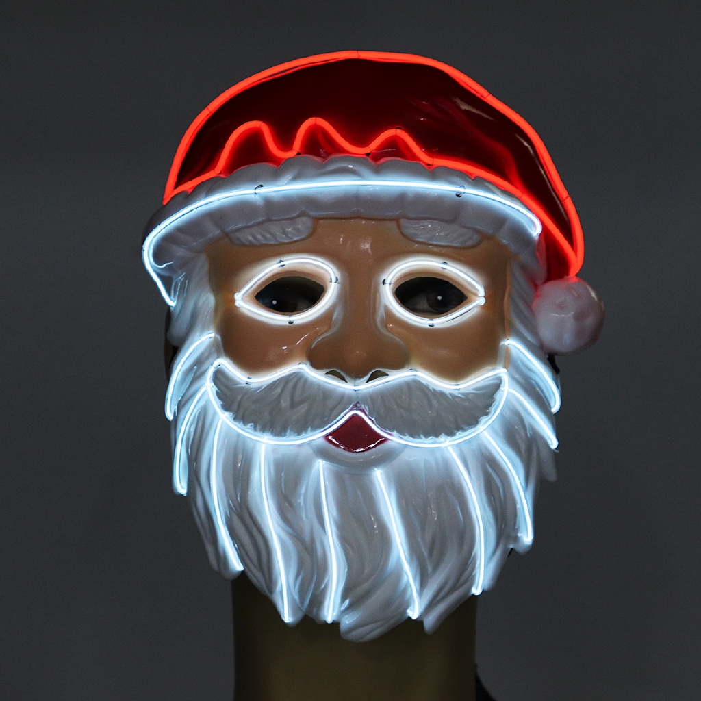 Glow Mask EL Wire LED Light Up Santa Claus Christmas Xmas Eye Mask