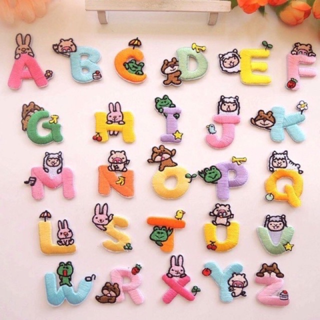 🅰️พร้อมส่ง🅱️ตัวรีดติดเสื้อแบบลายปัก “Alphabets #1"🧢🎒ตัวรีดติดหมวก กระเป๋า อาร์มติดเสื้อ DIY Patch wo