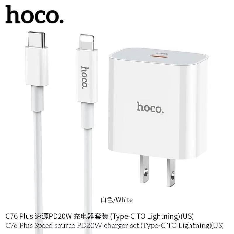 Hoco C76 Plus Charger PD 20W หัวชาร์จ และ ชุดชาร์จ(หัวพร้อมสาย) PD 20W