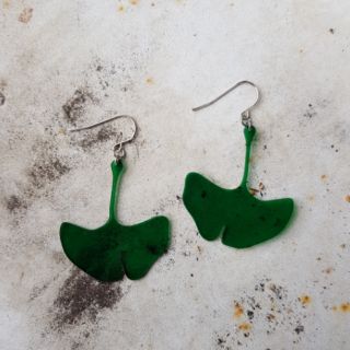 Ginkgo leaves earrings ต่างหูใบไม้ ต่างหูใบจิงโกะ ใบจิงโกะ ใบแปะก๊วย ตัวแทนความมั่นคง กิงโกะ