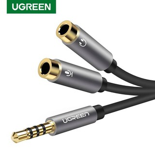 Ugreen Adapter สปลิตเตอร์เชื่อมต่อหูฟังและไมโครโฟน สำหรับมือถือและไอแพด ขนาด 3.5 มม.