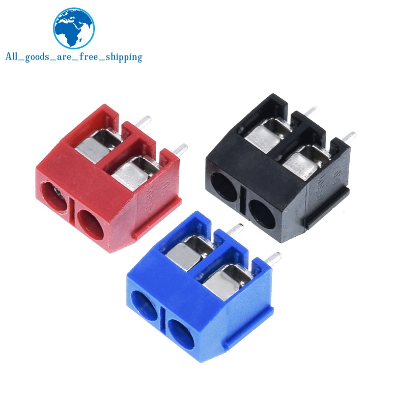 10 ชิ้น/ล็อต KF301-2P KF301-5.0-2P KF301 สกรู 2Pin 5.0 มม.ตรง Pin PCB สกรู Terminal Block Connector สีดําสีแดงและสีฟ้า