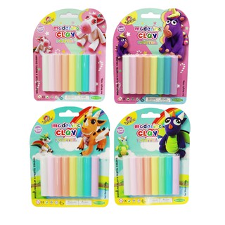 ดินน้ำมันปลอดสารพิษ 8สี ขนาด 100 กรัม KID ART-สี Pastel สูตรนิ่ม (Modelling Clay)