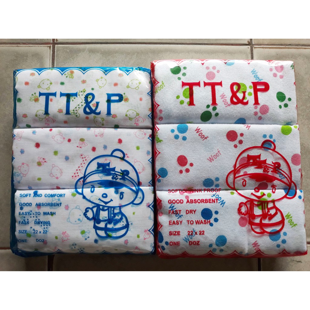 ผ้าอ้อม ผ้าอ้อมเด็ก TC จำนวน 1 โหล ขนาด 22 นิ้ว/24นิ้ว/27นิ้ว