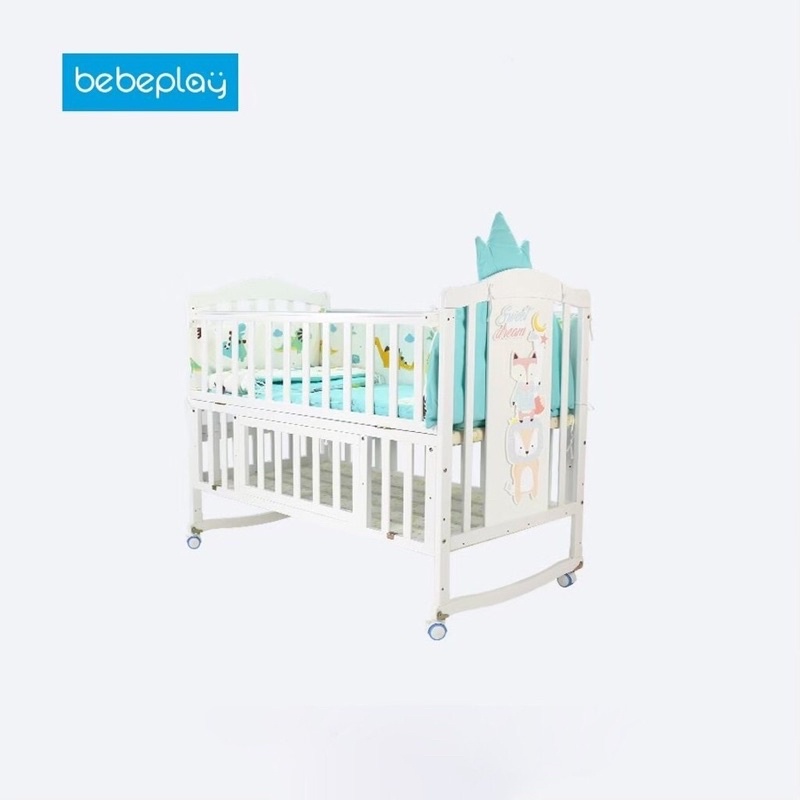 📦ส่งฟรี 👼🏻BebePlay เตียงนอนเด็ก 7in1 รุ่น Sweet Dream ( White ) ปรับได้ 7 แบบ มีมุ้ง / เบาะ / กันกระ
