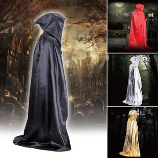 แวมไพร์เสื้อคลุมหน้าแม่มดยุคกลาง Robe Cape ชุดฮาโลวีนชั้นยาว