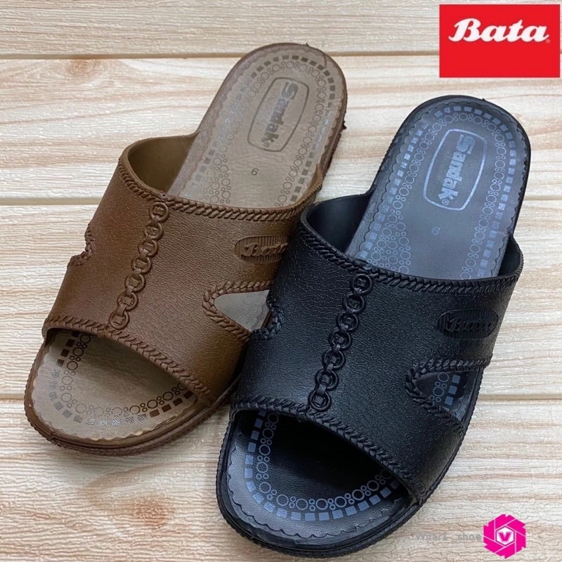 รองเท้าแตะสวมยาง BATA Sandak size 6-10 สีดำ/น้ำตาล ทนทาน ลุยน้ำได้