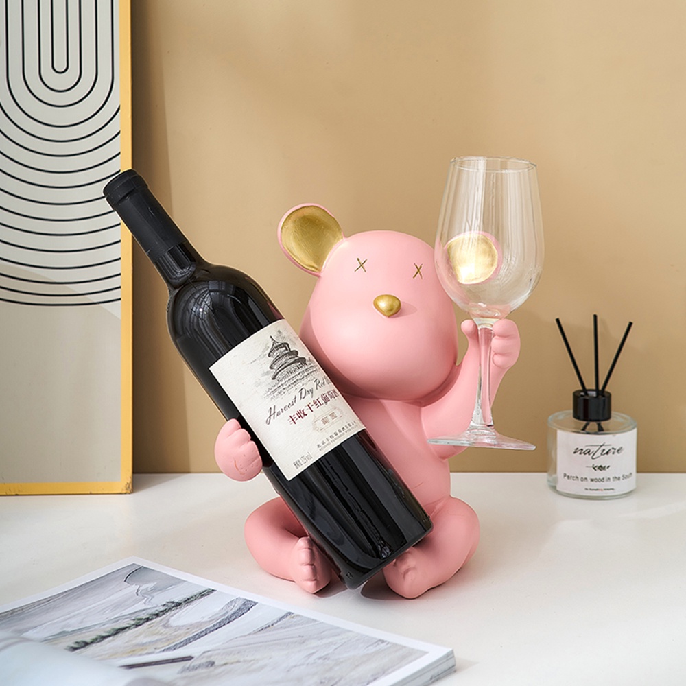 Nordic Bear Wine Rack Resin Modern Home Living Room Decoration Bar TV ...
