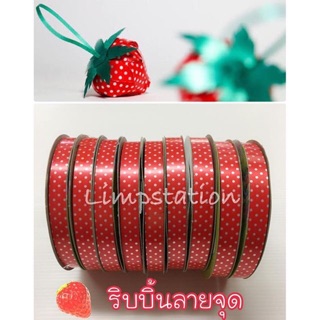 🍓ริบบิ้นพลาสติกลายจุด