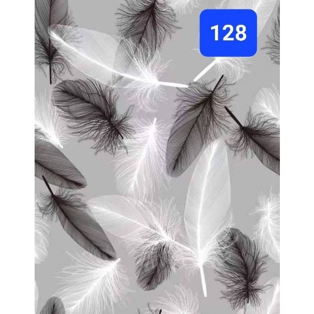 Wallpaper กาวในตัว ลายขนนกพื้นสีเทา กว้าง 45 cm ยาว 10 เมตร กันน้ำ No.128
