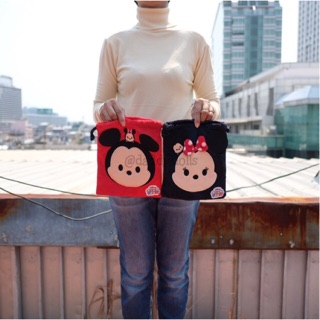 ถุงผ้าหูรูด Mickey Mouse มิกกี้เมาส์ &amp; Minnie Mouse มินนี่เมาส์ Tsum Tsum ซูมซูม 9.5นิ้ว