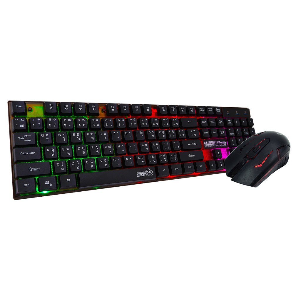 SIGNO Illuminated Keyboard & Mouse SUNDAZE รุ่น KB-712+GM-112 (เมาส์ คีย์บอร์ด เกมมิ่ง)
