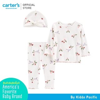 Carters Short Sleeve+Pants+Hat 3Pc White L8 คาร์เตอร์เสื้อผ้าชุดเซทเสื้อพร้อมกางเกงขายาวและหมวก