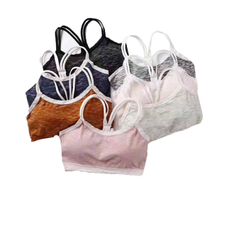 โปรโมชั่น : A02 บรา มีฟองน้ำถอดได้ ผ้าCottonใส่สบาย สายไขว้สวยงาม มีสายปรับระดับได้ Shining glamour