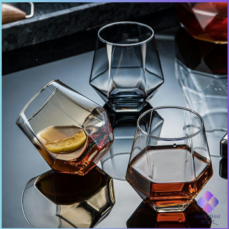MahaThai แก้วเบียร์แก้วน้ำถ้วยหกเหลี่ยม ถ้วยกาแฟ สไตล์เกาหลี glass