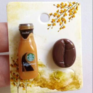 FS🔥💯🇹🇭 ต่างหูทำมือ รูปขวดกาแฟสตาร์บัคส์จิ๋ว เมล็ดกาแฟ Starbucks Mocha Frappuccino Coffee Bottle Handmade Miniature