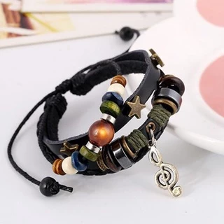 Chu สร้อยข้อมือ ลูกปัดโลหะ หนังสีน้ําตาล แฮนด์เมด ปรับได้ สไตล์ยิปซี ยิปซี ฮิปปี้ สําหรับทุกเพศ ทุกวัย