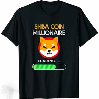 เสื้อยืด - ชิบะคอยน์เศรษฐี Tshirt ชิบะอินุเหรียญ Crypto โหลดฝ้ายสีดําของผู้ชาย