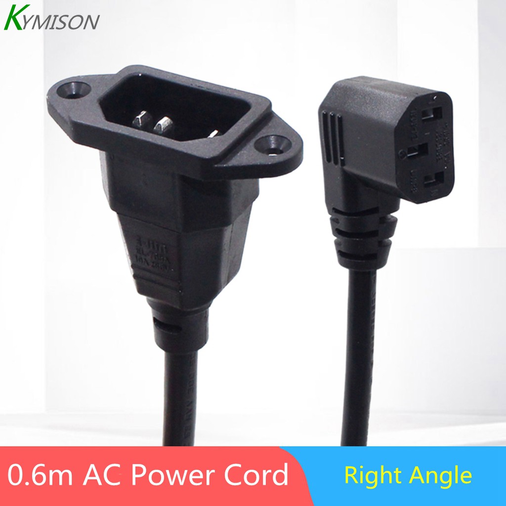 C14 สายเคเบิลต่อขยายพาวเวอร์ เป็น C13 มุมขวา ซ้าย ขวา IEC320 PDU UPS AC 10A 250V 25 ซม. 60 ซม.