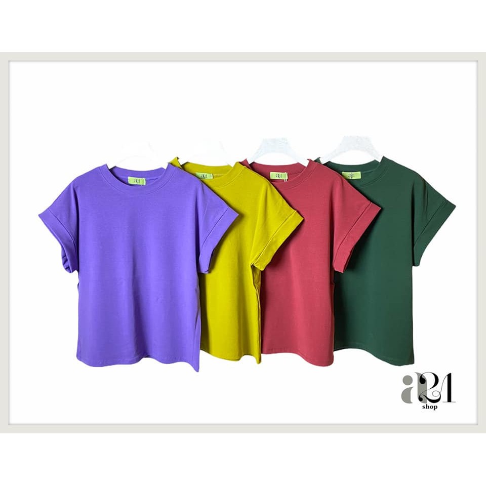 เสื้อยืดคอกลม เย็นแขนเบิ้ลใหญ่ แพทเทิร์นเรียบๆ  #05