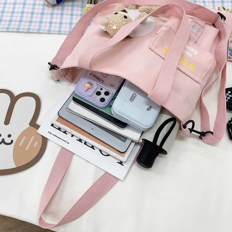 กระเป๋าสะพายแคนวาส เนื้อหนา ใบใหญ่แฟชั่น น่ารัก หมี ตุ๊กตา ราคา ถูกที่สุด ดีลบีเคเค แกลเลอรีภาพที่ 7