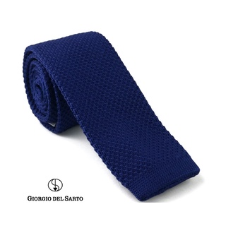 Giorgio Del Sarto Knitted Necktie Blue with Fabric Texture เนคไทไหมพรมสีน้ำเงินมีเท็กเจอร์