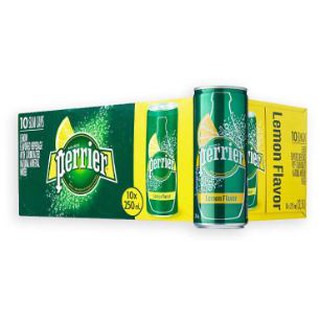 เปอริเอ้ น้ำแร่ธรรมชาติ รสเลมอน ขนาด 250ml ยกแพ็ค 10กระป๋อง น้ำดื่ม PERRIER MINERAL DRINKING WATER LEMON CAN