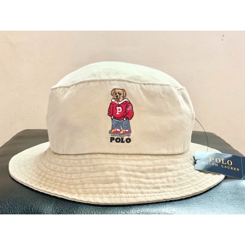 หมวกบัคเก็ต POLO Ralphlauren bear สีครีม