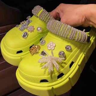 Crocs/jibbitz ชุดหัวเข็มขัดคริสตัล ประดับเพชร สําหรับตกแต่งรองเท้า diy